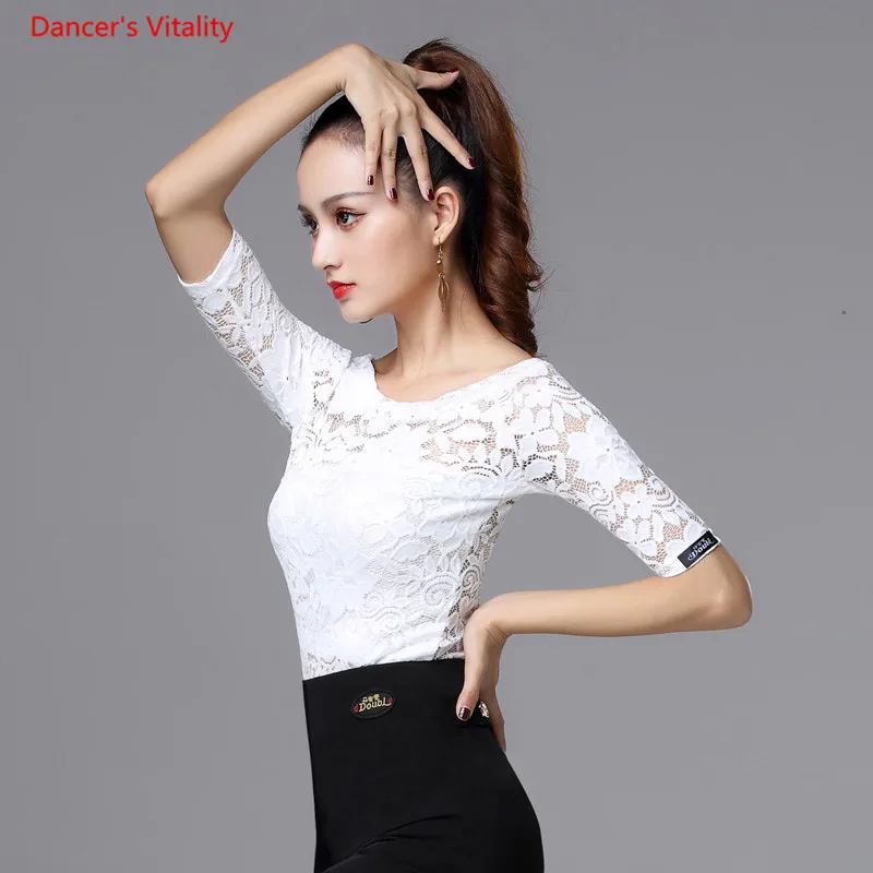 Sexy Lace Latin Dance Tops 2018 New Women Girls Latin Ballroom Dance Stage Practice Costumes