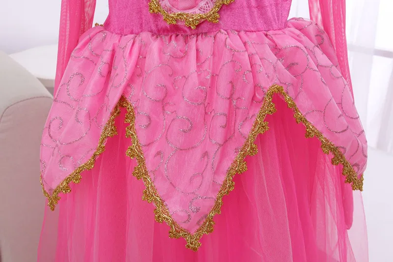 Костюм принцессы для девочек; Весна-Осень; платье для девочек; цвет розовый, синий; платья принцессы Авроры для девочек; праздничный костюм