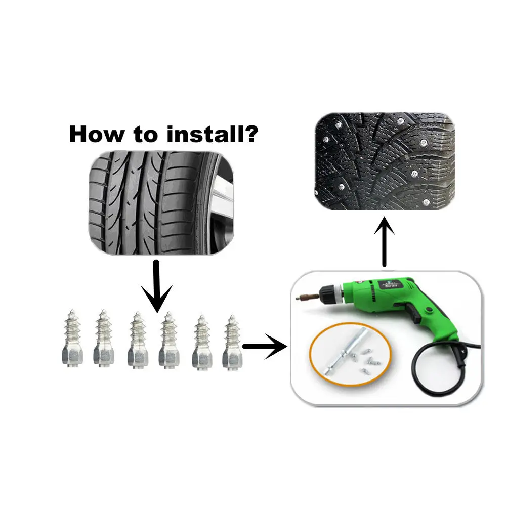 100pcs/set Screw in Snow Stud for Car Truck ATV Carbide Tips W/ Steel Body L=12mm