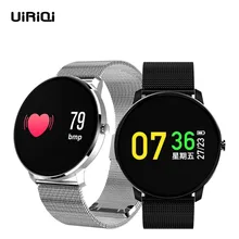 Pulsera inteligente UiRiQi IPS pantalla colorida Monitor de presión arterial Monitor SMS notificación de seguimiento deportivo redondo para hombres y mujeres