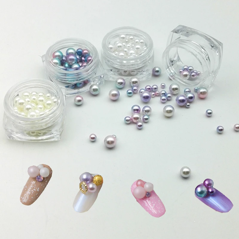 Fashion Pearls Nail Jewelry Full Round Beads Gel Polish Nail Art Tips