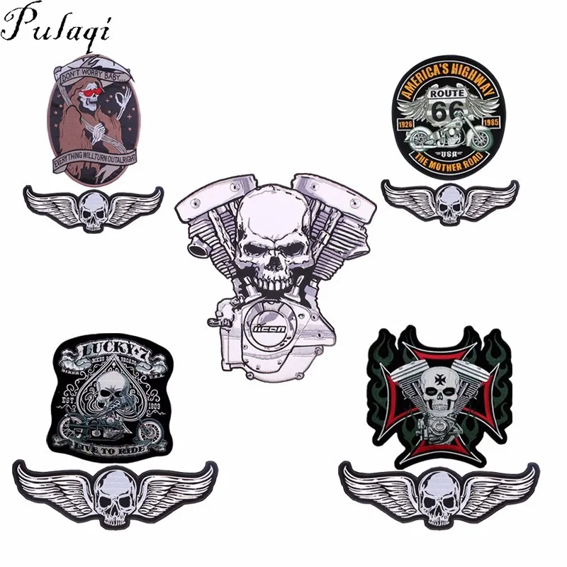 

Pulaqi Punk Rocker Patch Large Embroidery Biker Motorcycle Stickers On Clothes Iron On Patches For Vest Jacket Back Applique D