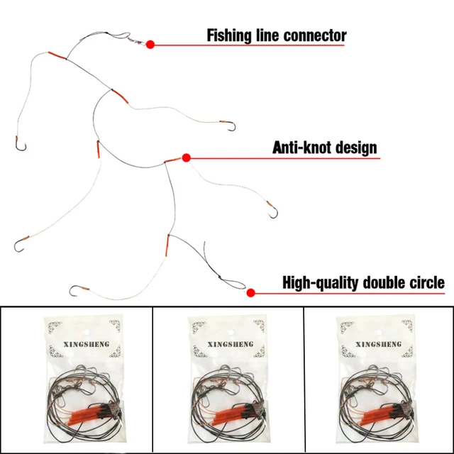 5PCS Fishing String Hooks With Five Sharp Penetration Hooks Carp Fishing  Accessories Tackle Jig Fishhooks Stainless