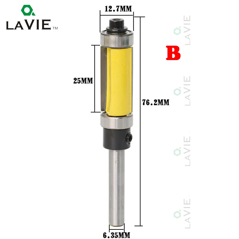 LAVIE 1 шт. 1/4 6,35 мм двойной подшипник прямой Обрезной фрезы фрезерный нож резак Карбид флеш Деревообработка MC01037