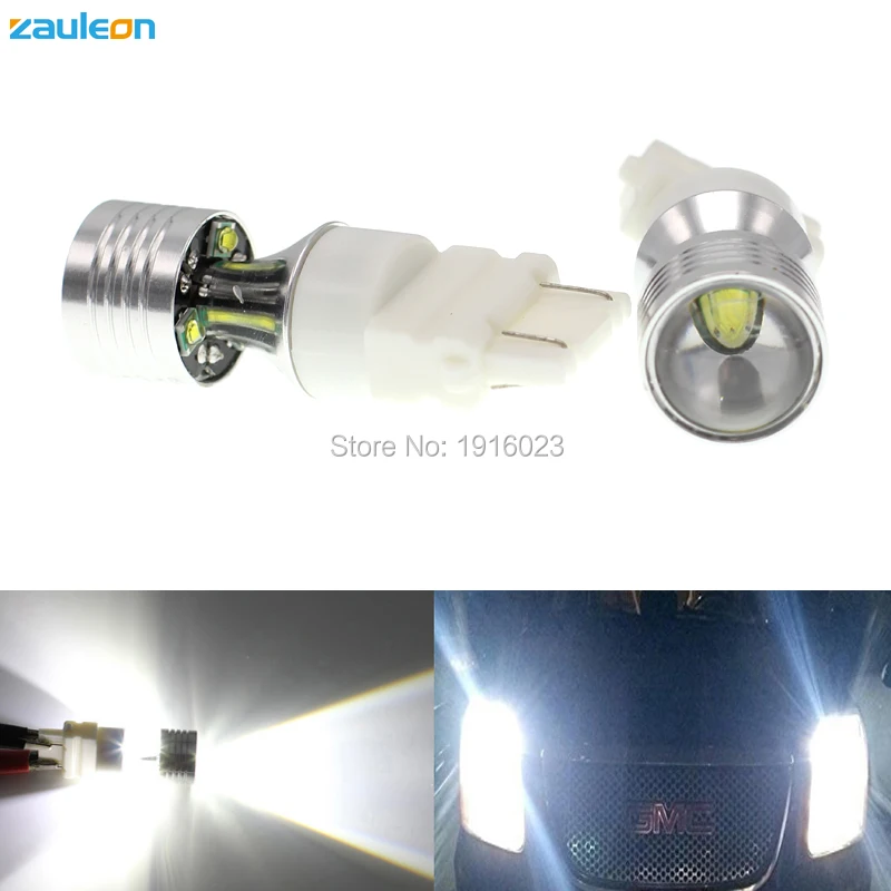 

2pcs Zauleon 3157 3156 20W high power LED Xenon white Reverse bulb daytime running light with super reflection projector lens