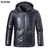 FLAVOR Men's Real Leather Down Jacket Hoodie Men Genuine Lambskin Winter Warm Leather White Duck Down Coat ► Photo 1/6