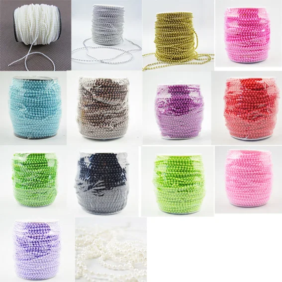 

4mm plastic pearl garland spool 10Y Shinning faux string for wedding decoration