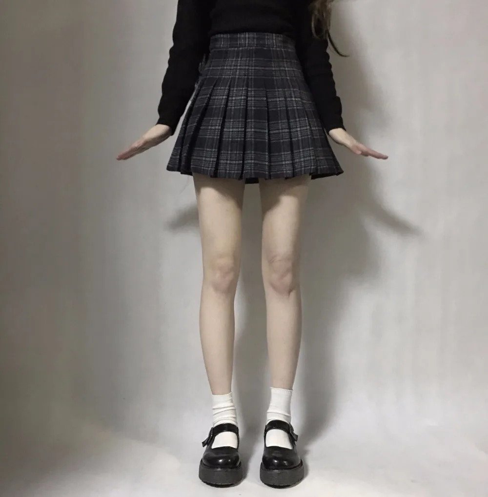 

2019 New Spring Autumn Harajuku Gothic Black Gray Plaid Skirts Shorts Women'S Pleated Skirt Short Punk Girl'S Skirt Short
