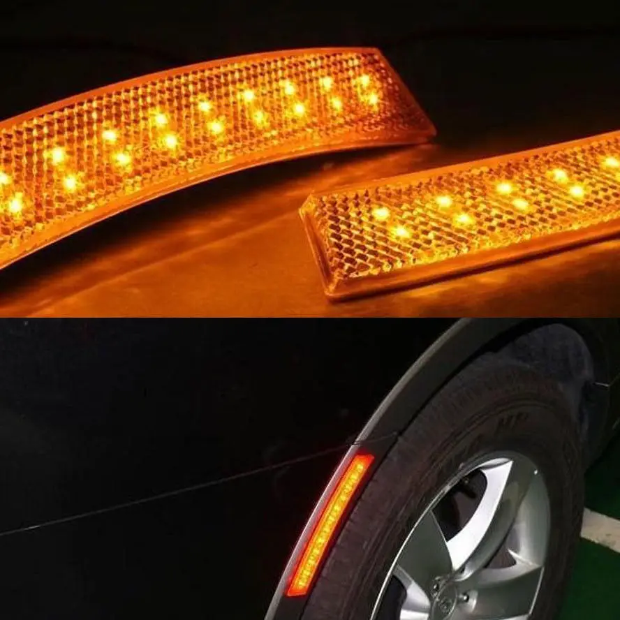 

Universal 2x 18 LED Car Fender Wheel Eyebrow Side Yellow Reflector Turning Light Sticker Fit For Toyota Focus Chevy Accessories
