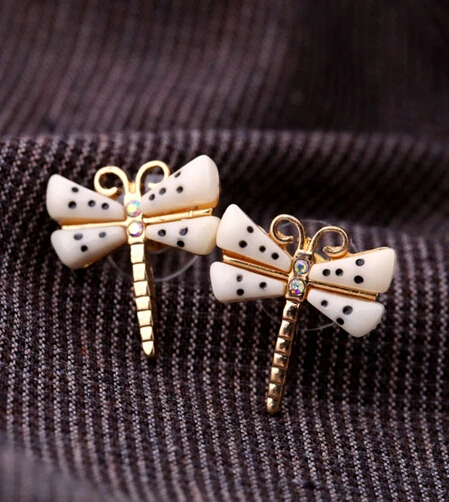 

Promotion Temperament Fashion Korean Hight Quanlity Dot Glazed Dragonfly Stud Earrings E3360