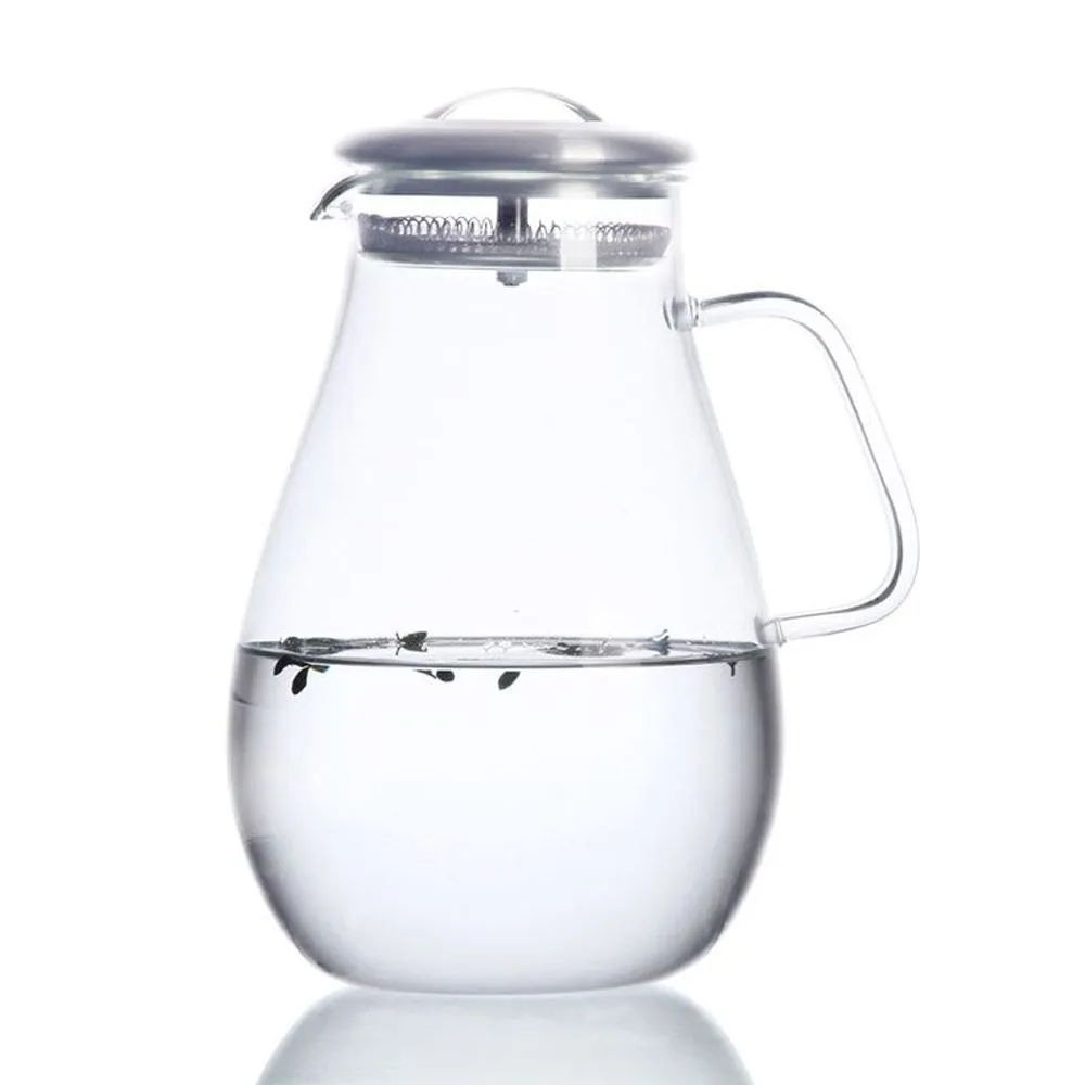 Стеклянный кувшин с крышкой из нержавеющей стали, 64 унций воды Carafe с ручкой