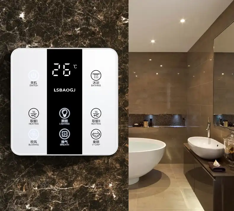 Touch Screen Timing Switch 86 Type Wall Bath Heater Switch Integrate Suspended Ceiling Remote Control Shower Room Key