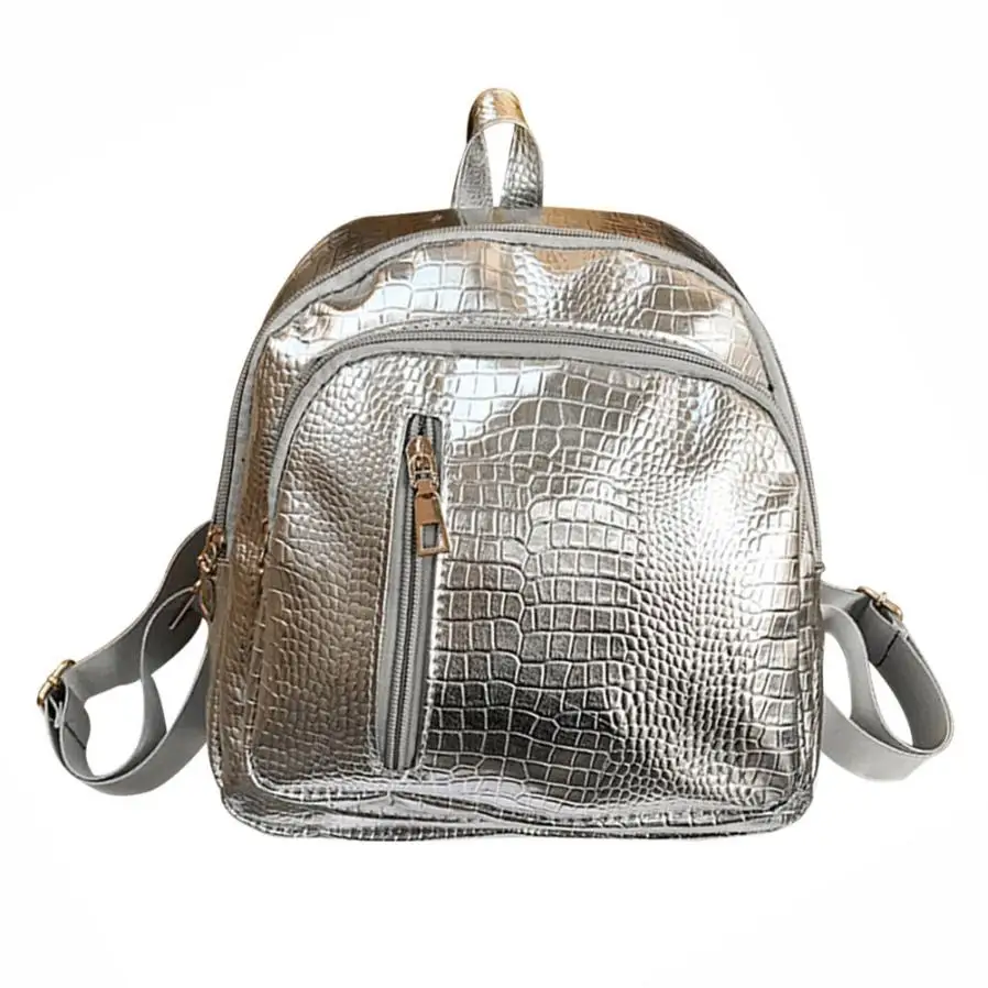 Трендовые женские сумки на плечо с каменным узором, рюкзак, мини рюкзак для путешествий, бренд, mochila feminina, 7 августа - Цвет: Серебристый