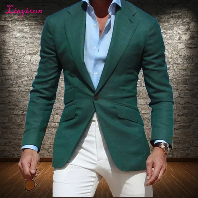 Linyixun Mix&Match Dark Green Jacket suits With Ivory Pants 2017 Casual ...