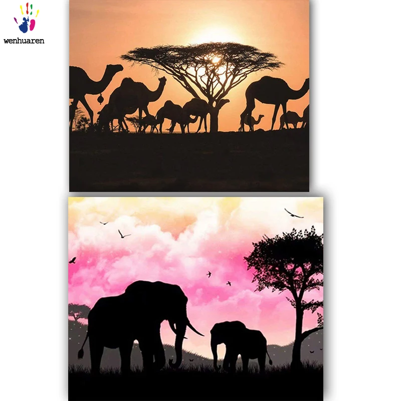 

DIY colorings pictures by numbers with colors Animals under the sky picture drawing painting by numbers framed Home
