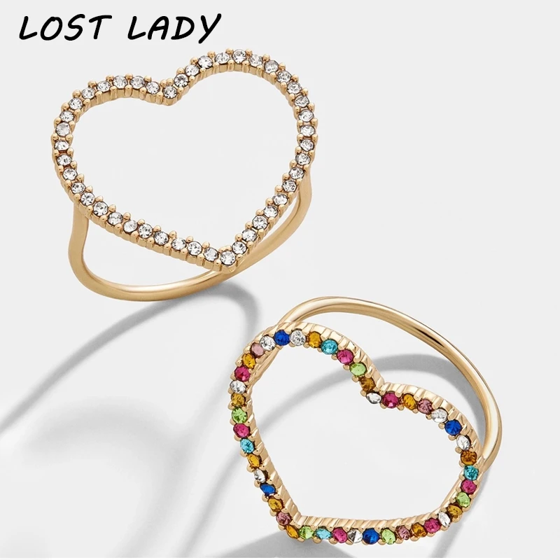 

Lost Lady Hot Fashion Heart-shaped Finger Rings Bijoux New 2019 Simple Crystal Ring For Women Wedding Jewelry Accessories Gifts