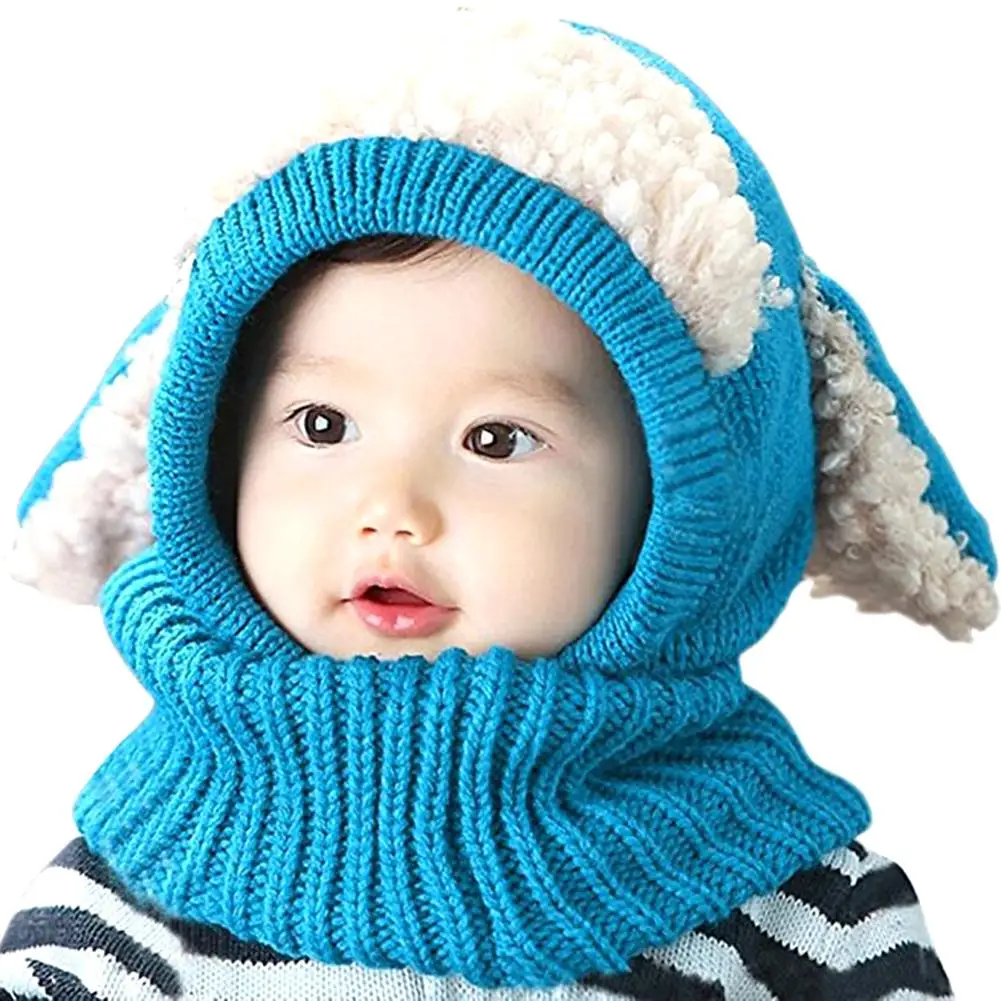

Children Cute Knitted Hat Cloak Scarf Trendy Earflap Bunny Ears Sleeve Cap Warm Winter Hat Lovely Presents For Children
