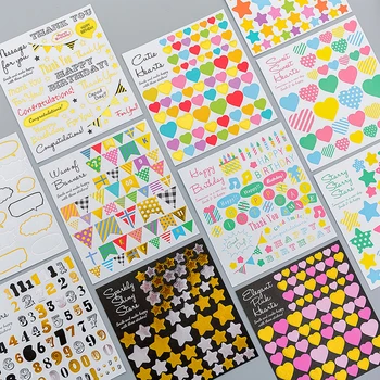 

2Sheets/lot Kawaii Colored Gold Foil Sticker Scrapbooking Creative DIY Journal Decorative Adhesive Labels Stationery Supplies