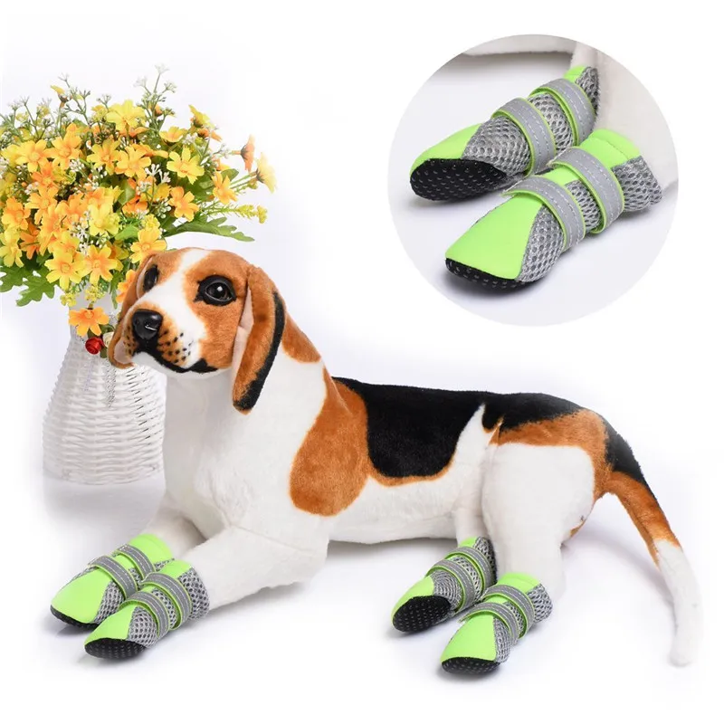 4 сезона; Водонепроницаемая Обувь для собак; Ультрапрозрачная нескользящая обувь из сетчатого материала; светоотражающие дышащие ботинки для собак; спортивная обувь для собак