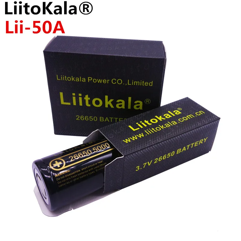 Kaufen 4 stücke HK LiitoKala lii 50A 26650 5000 mah lithium batterie 3,7 V 5000 mAh 26650 akku geeignet für flashligh NEUE