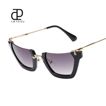 Feidu 2016 moda De lujo Cat Eye Sunglasses mujeres diseñador De la marca medio capítulo Gafas De Sol para mujeres Gafas De Sol Oculos Feminino