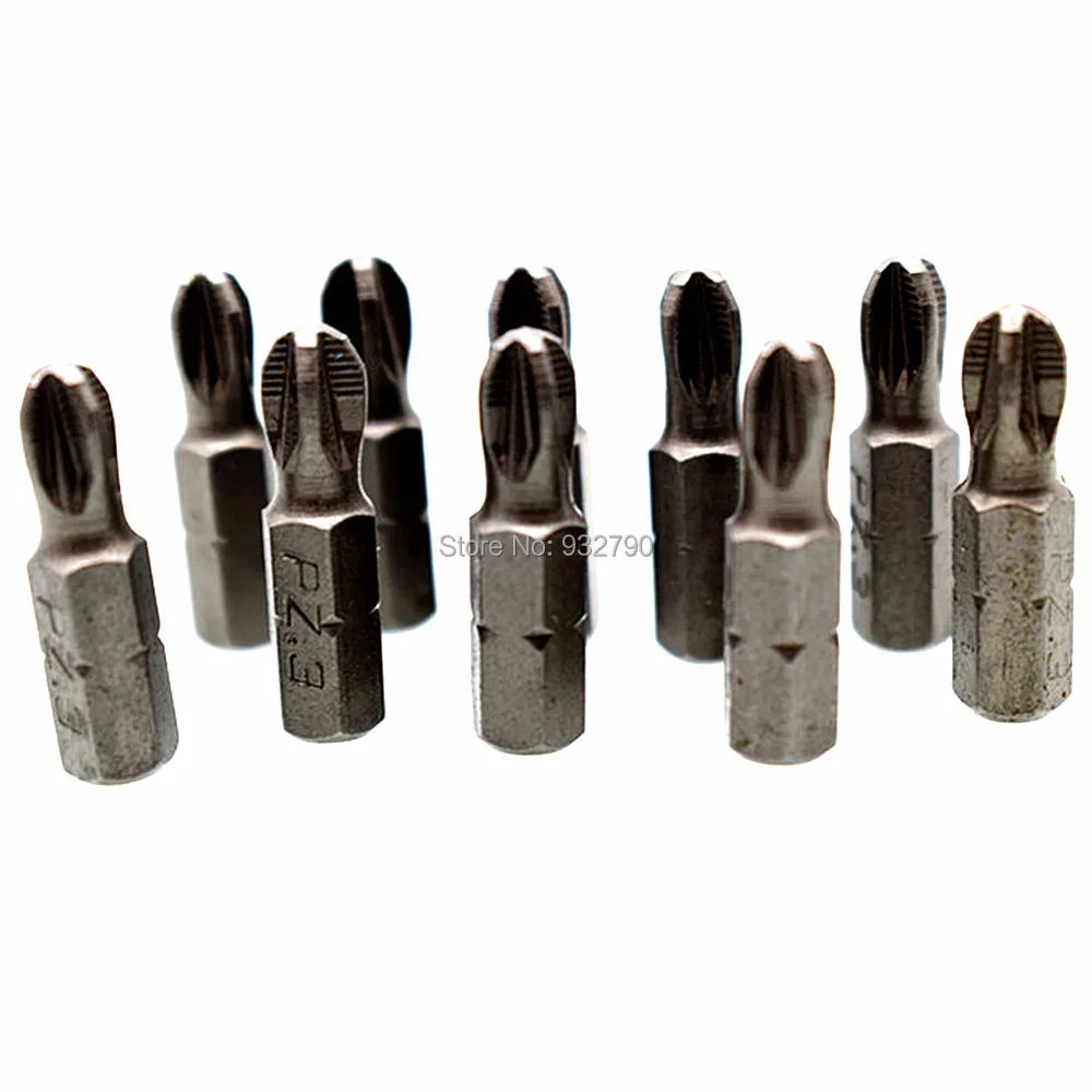 10pcs Pozi Screwdriver Impact Bit PZ1 PZ2 PZ3 25mm Screwdriver Insert
