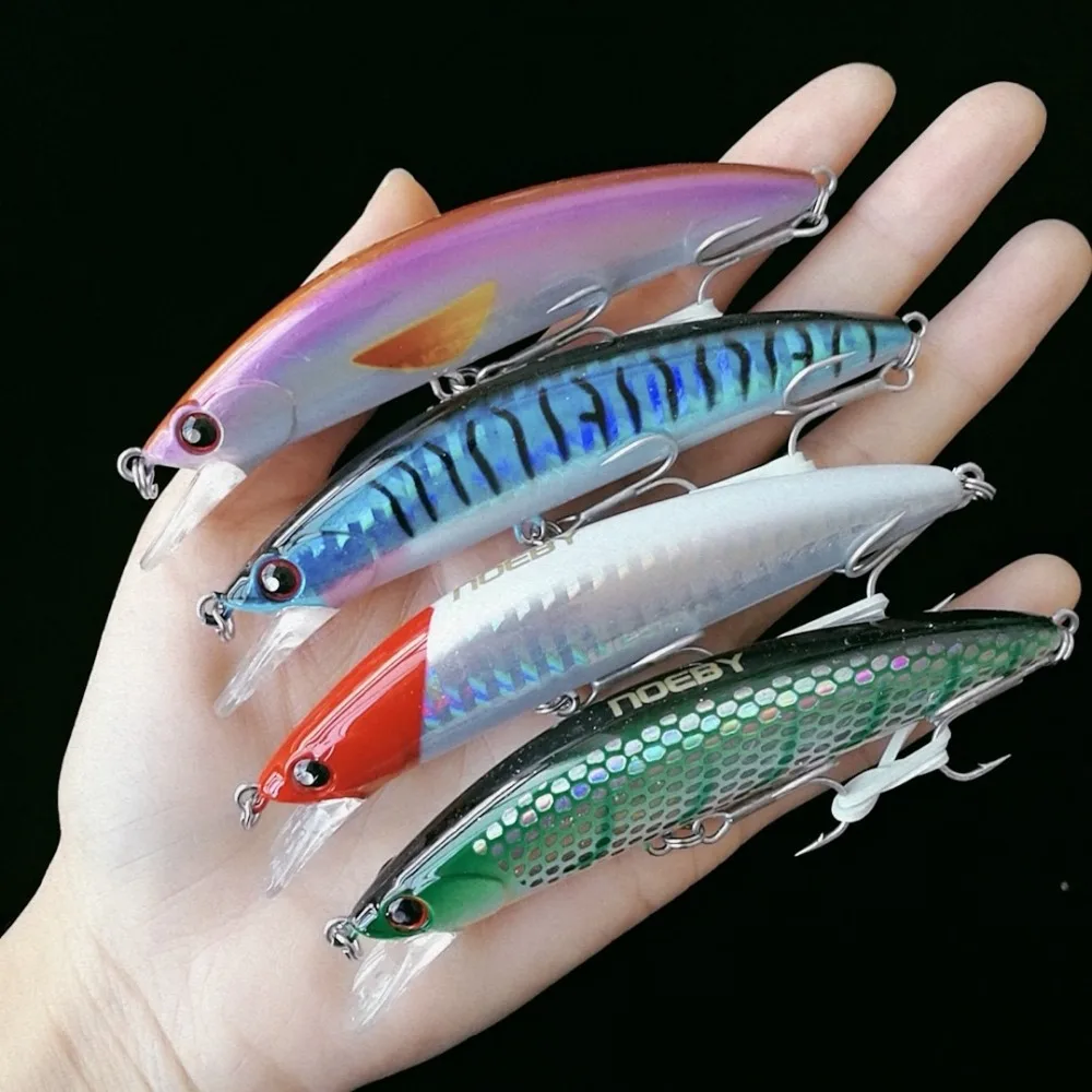 Noeby 4pcs 90mm/30g Laser Minnow Fishing Lure Sinking 0.6 2.5m