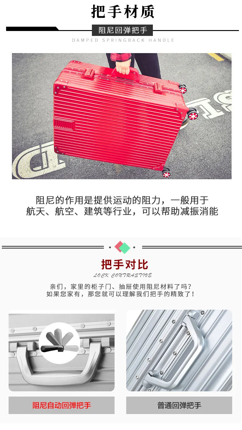 ZYJ Men Women Travel Trolley Luggages Hard Girls Aluminum Frame Alloy Business Rolling Airplane Luggage 20 24 29 Inch Suitcase (14)