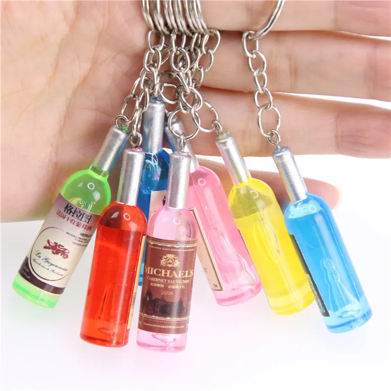 

1 PC Couple Key Chain Car Key Ring Pendant Keychain Phone Connected To A Mobile Phone Beer Bottle Wholesale Random Color Sent