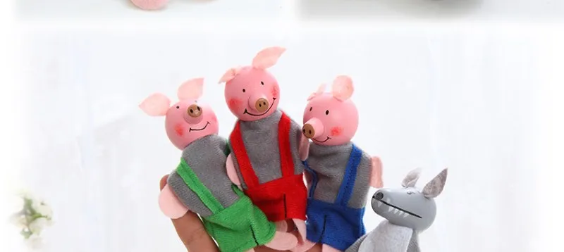 4 шт. кукольные детские игрушки три свиньи и волк плюшевые куклы Детские сказочные театральные Игрушки пальчиковые куклы детские игрушки для детей