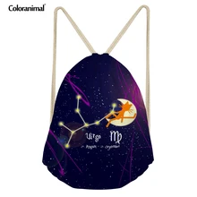 Coloranimal Обувь для мальчиков Обувь для девочек Tote плеча Сумки для хранения Для женщин Для мужчин Рюкзаки drawstring сумка небольшой 3D двенадцать созвездий принт Сумки