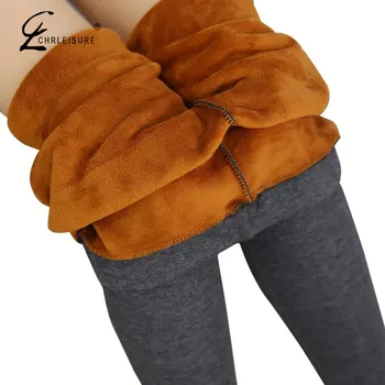 

CHRLEISURE XL-6XL Plus Size Winter Leggings Women Pants Warm Velvet Leggings Thick Jeggings Slim High Stretch Leggins 2 Colors