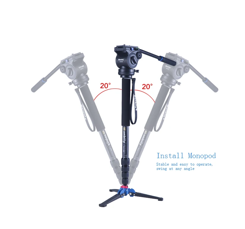 Manbily M-2, Гидравлическая Универсальная мини-тренога с тремя ножками, подставка, монопод, подставка для монопода, Шариковая головка с винтом 3/8 дюйма