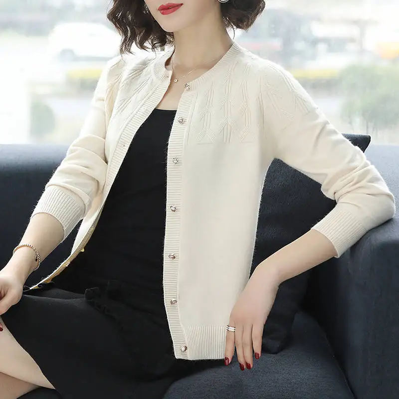 19A02 beige Весна осень женский кашемировый кардиган свитер женский шерстяной вязаный хлопковый топ Женская мягкая короткая воздухопроницаемая рубашка A206 - Цвет: 19A02 beige