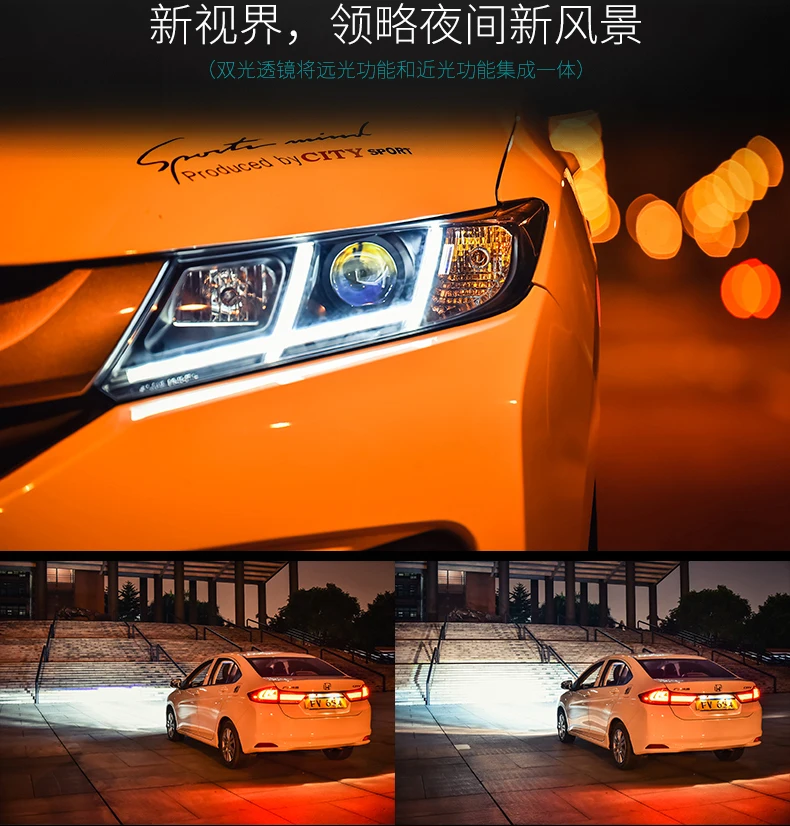 Hireno фары для- Honda City передних фар сборки светодиодный DRL ангел объектив двойной луч ксеноновые 2 шт