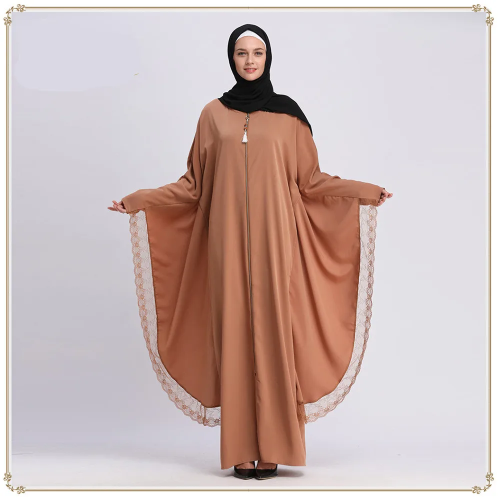 

Lace Batwing Sleeve Women Muslim Abaya Kimono Kaftan Robe Femme Dubai Muslim Cardigan Hijab Dress Abayas Women Islamic Clothing