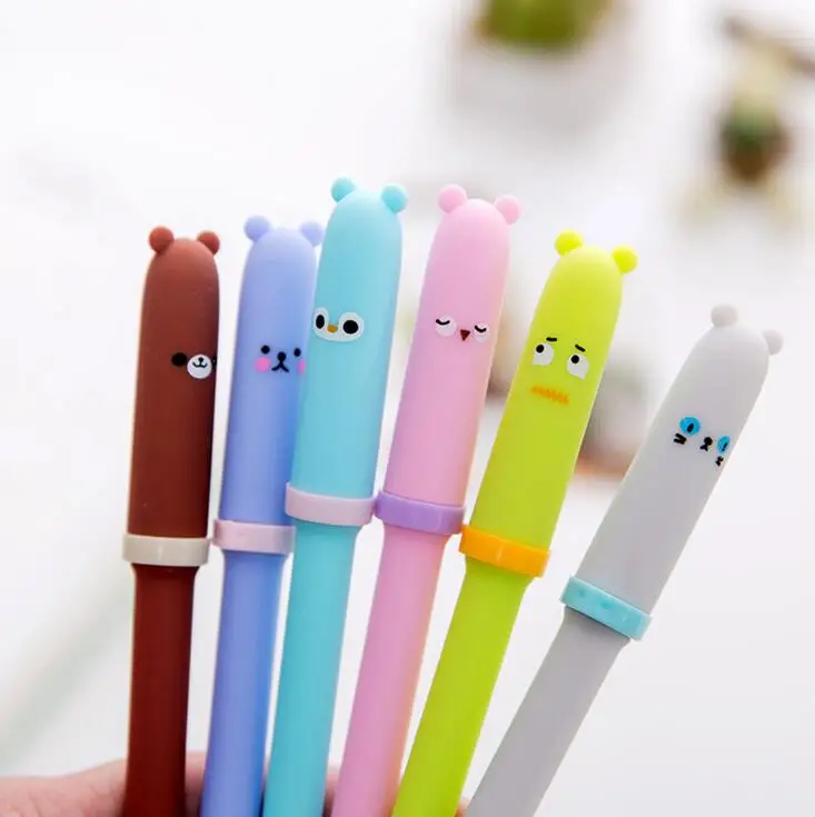 

4 Piece Stationery Cartoon Cute Candy Kawaii Animals Pen Creative School Office Gel Pens Expression Supply Handles Gift