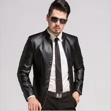 Осенне-зимняя мужская одежда большого размера, кожаная локомотивная кожаная куртка из овечьей кожи, пальто на пуговицах с круглым вырезом, XS-5XL