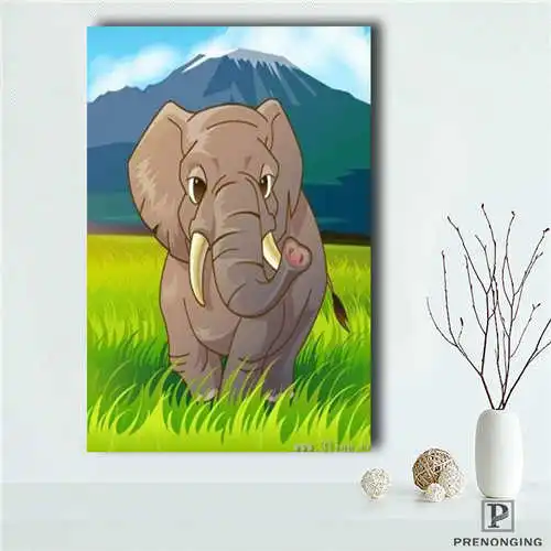 Изготовленный На Заказ Carrtoon Elephant (3) @ Печатный постер ткань стены художественные