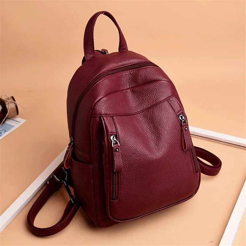 VANDERWAH عالية الجودة 3-في-1 الإناث على ظهره المرأة جلدية زيبر الظهر حقيبة صدر للرجال سعة كبيرة حقيبة مدرسية سفر Mochila