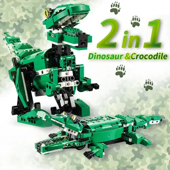 

CaDA Electric Dinosaur Crocodile Animal Building Blocks Toys Educational Toy Technic Legoing Sound and Light Sensor For Kids