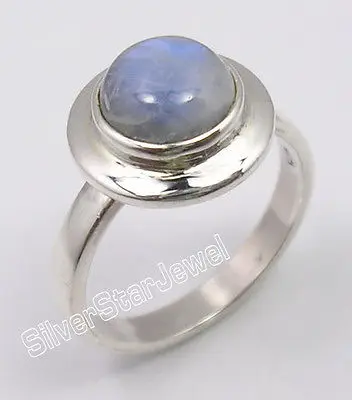 Твердое Серебро удивительный синий огонь Радуга Лунный камень Бестселлер кольцо любого размера