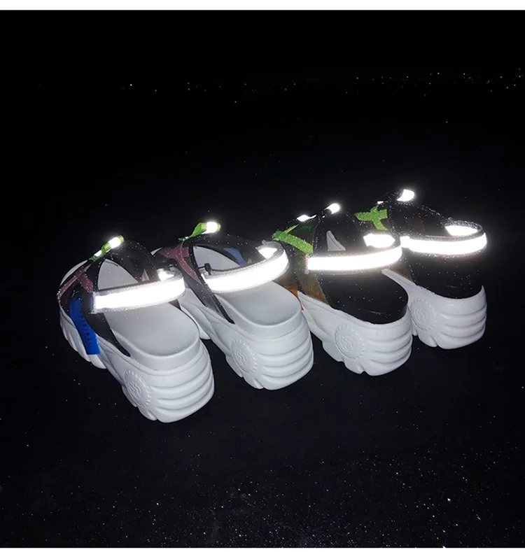 Reflective Shoes Women Chunky Sandals Platform sandalias mujer Summer New Brand Lady White footware Increased chaussures femme Reflective Shoes Women Chunky Sandals Platform sandalias mujer Summer New Brand Lady White footware Increased chaussures femme