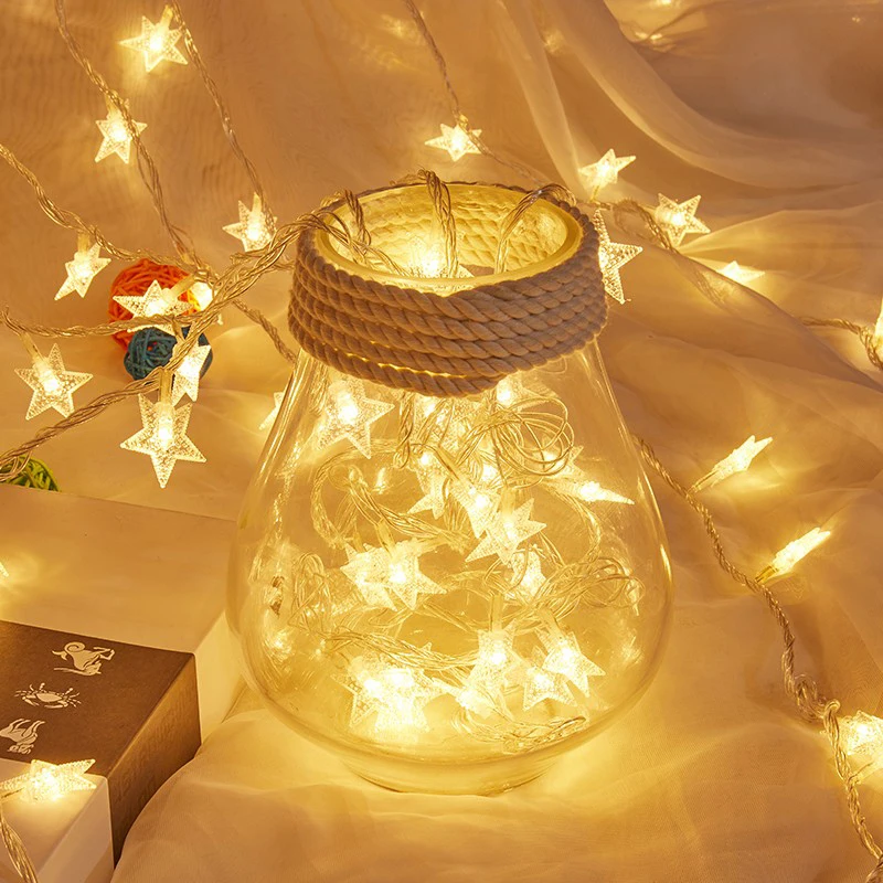 

3M/6M/10M LED Star Christmas Tree String Fairy Lights Battery/USB Xmas Garland For Holiday Wedding Party Indoor Curtain Lamp