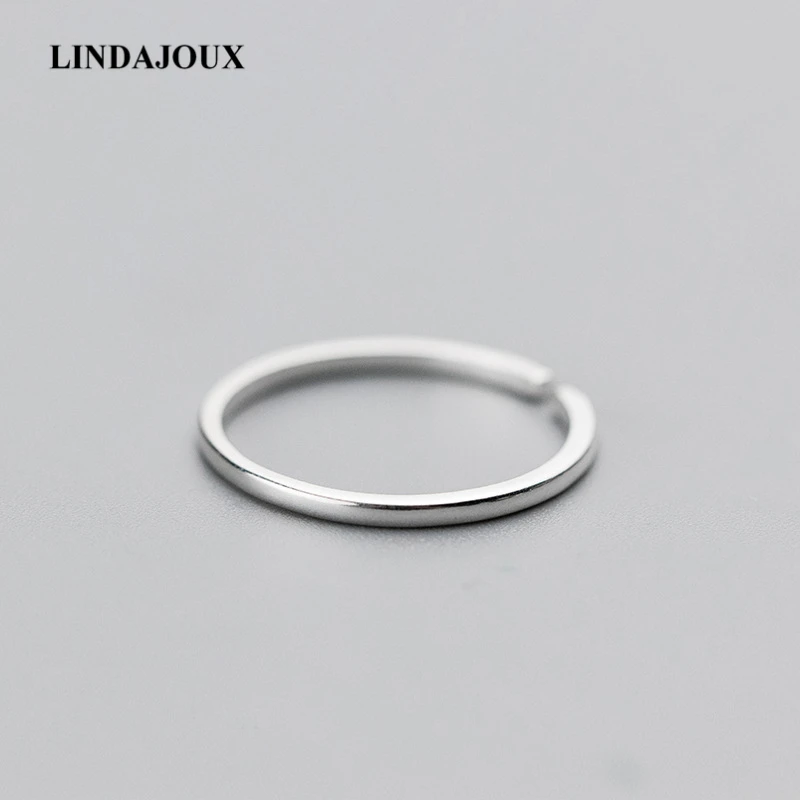 

LINDAJOUX 925 Sterling Silver Simple Polished Open Ring For Men Women S925 Resizable Wedding Engagement Rings