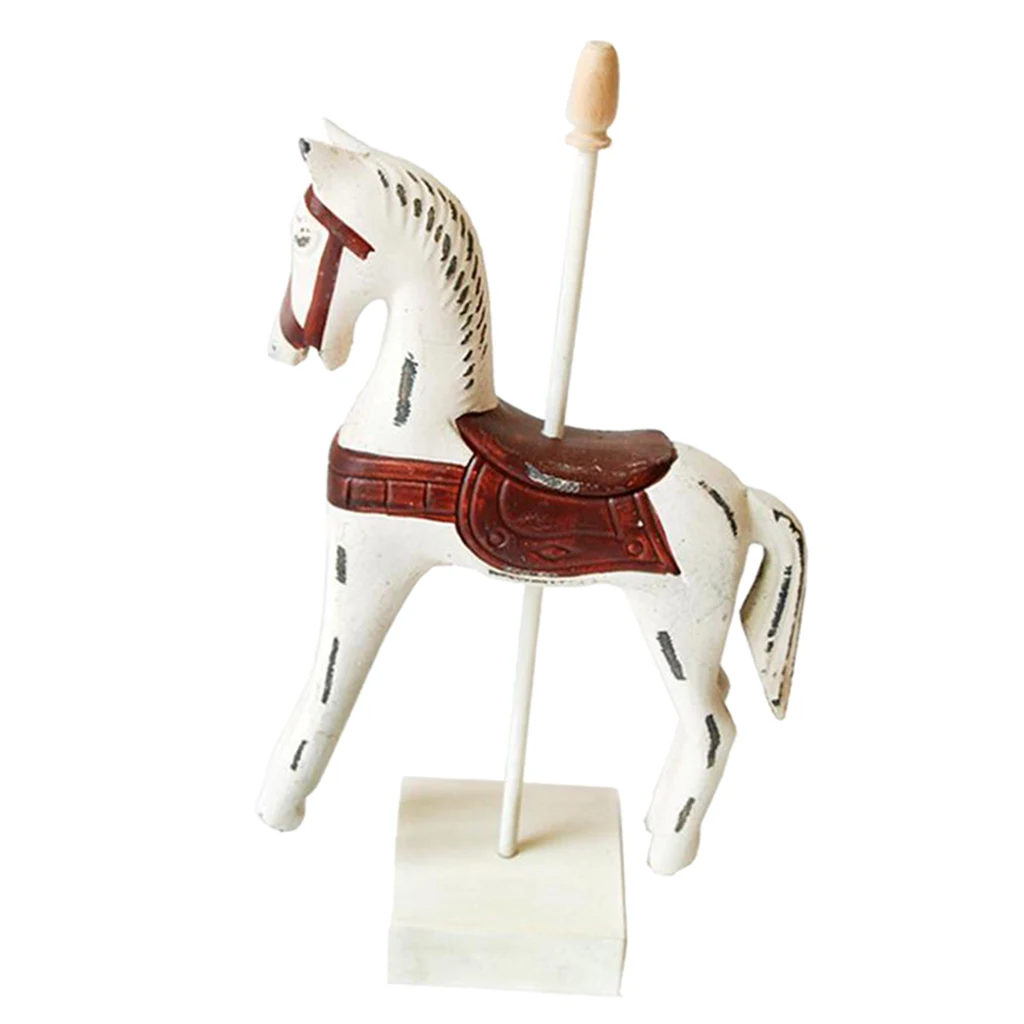 

Wooden Horses Decor Art Figurines for Home Office Table Art Decor White