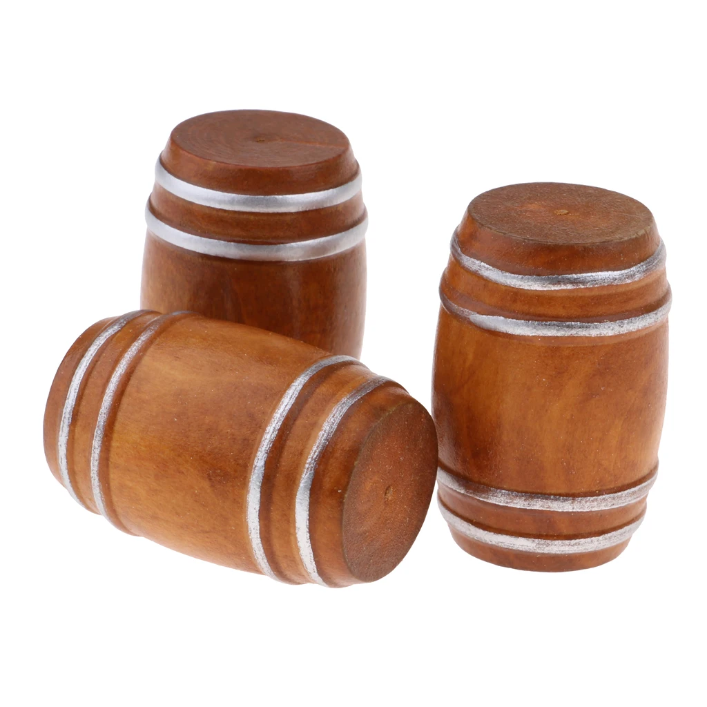

3 Pieces 1/12 Dollhouse Miniature Vintage Beer Barrel Model Cask Model Ornaments Micro Landscape Decorations