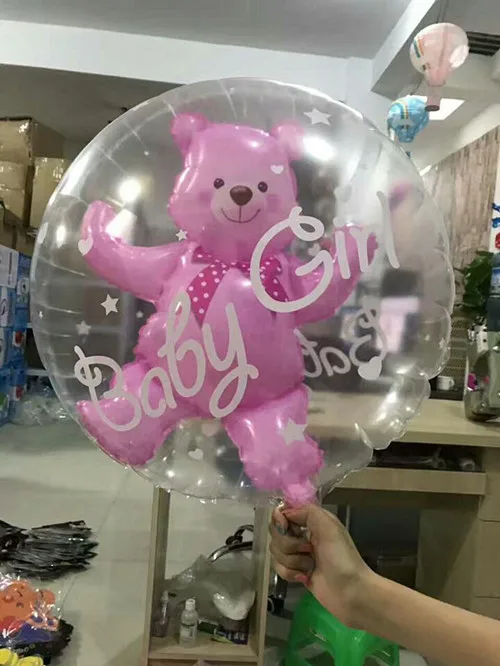 free shipping big clear balloons bear inside transparent balloon glob 1st birthday party decoration 3