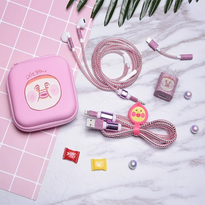 style 12 Мультяшный usb-кабель протектор для наушников с коробка для наушников кабель Стикеры для намотки спиральный usb-шнур с зарядным устройством для iphone 5 6 7 8 плюс - Цвет: style 12