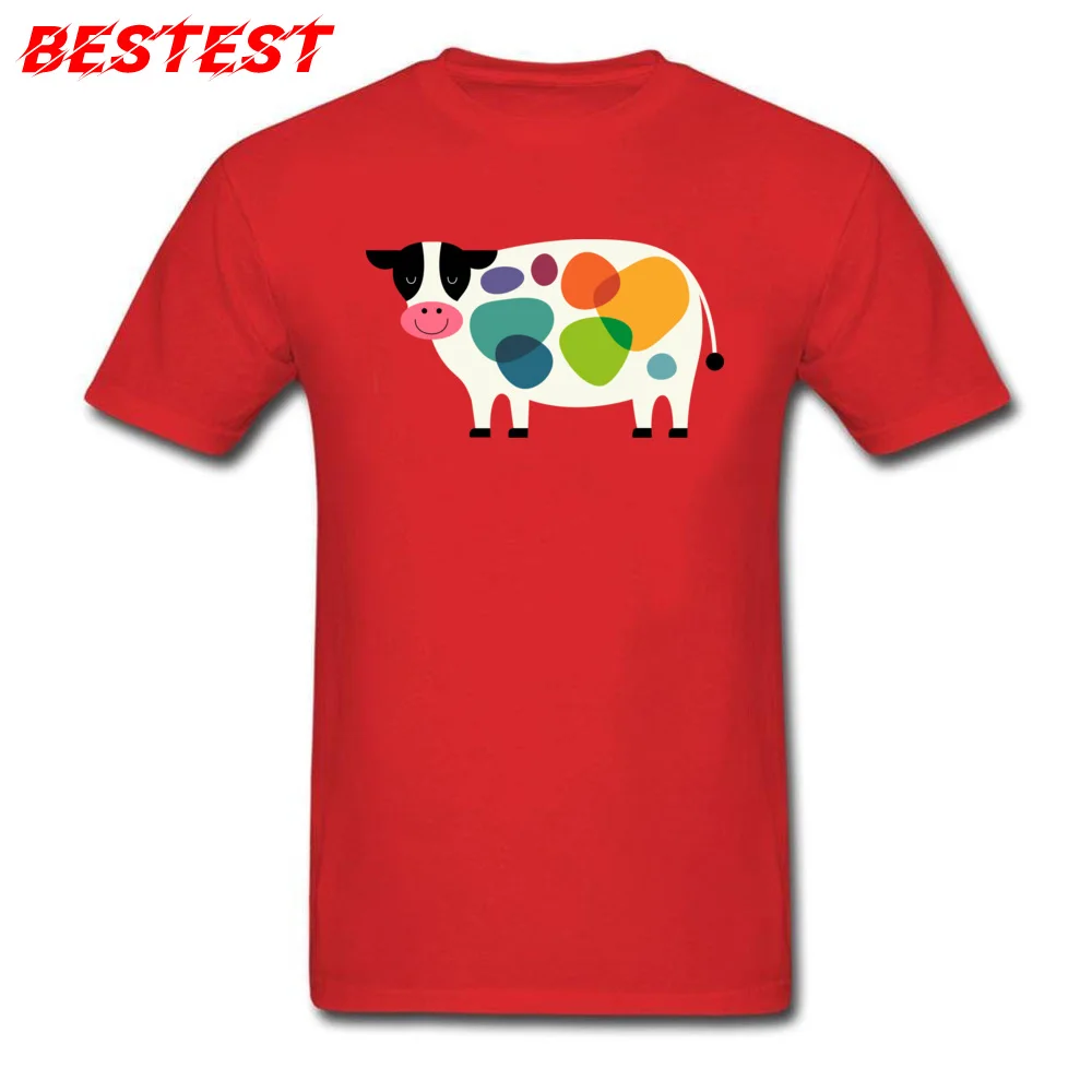Awesome Cow Tshirts Casual Short Sleeve Company Crewneck 100% Cotton Tops Tees Design Tops & Tees for Men Summer Awesome Cow red